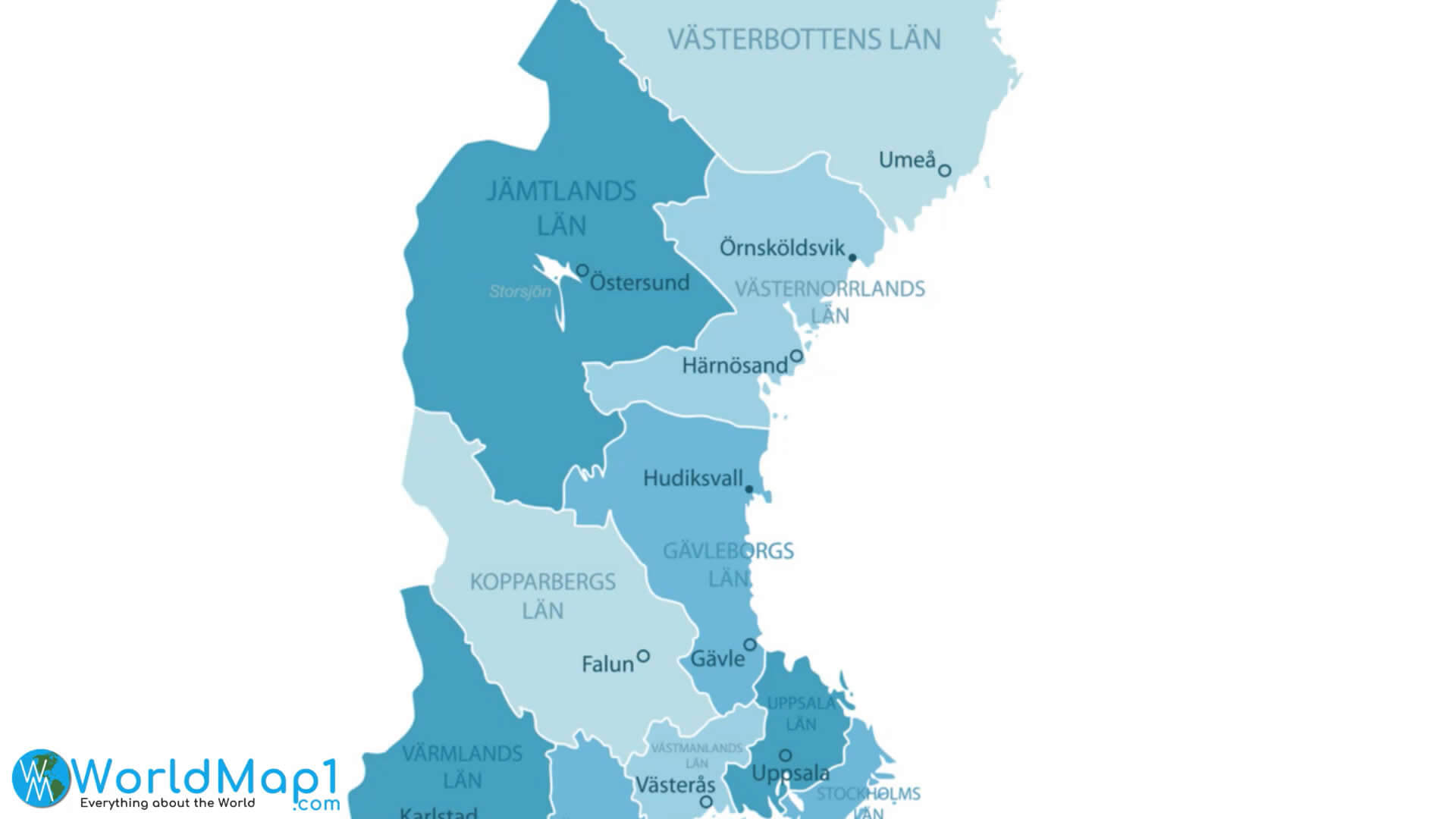 Northern Provinces of Sweden Map